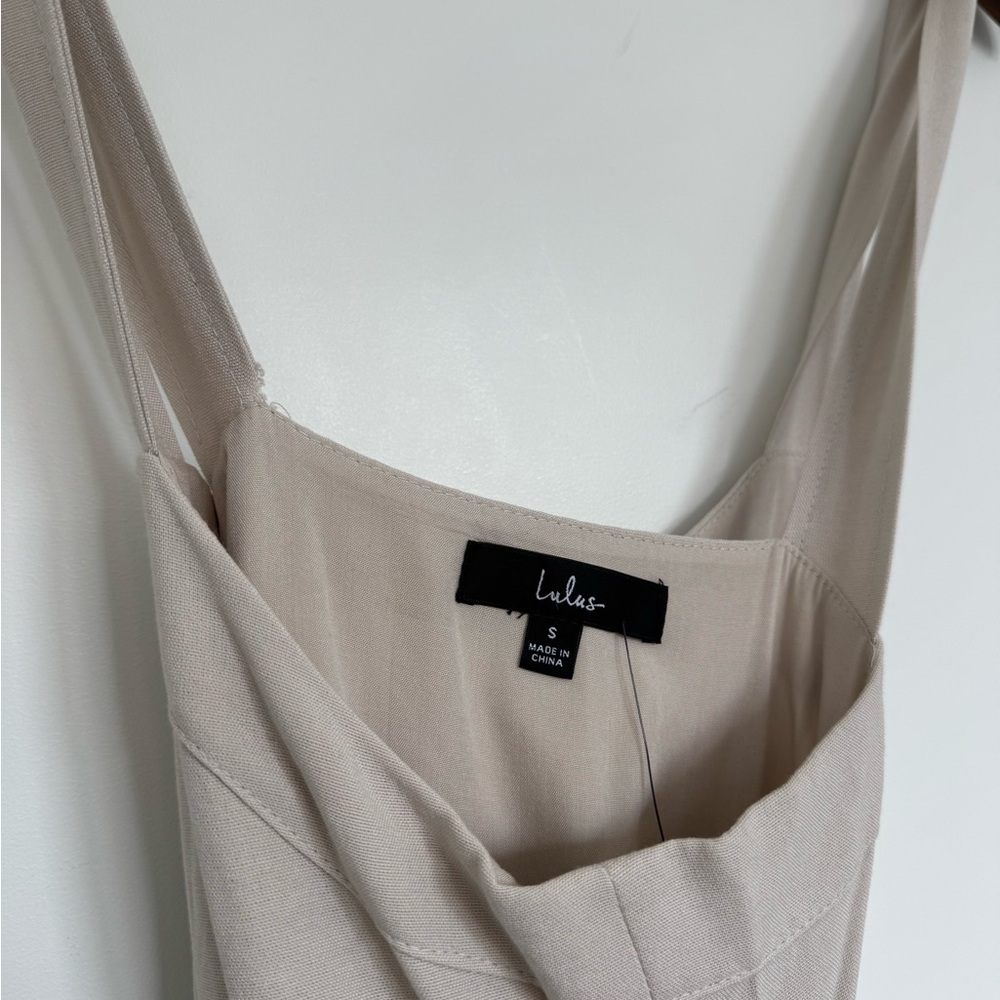 Lulu's Cream Tiered Midi Dress with Button Front - Picture 11 of 15